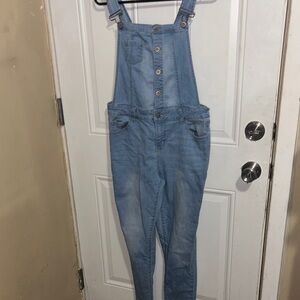 Wax Jean Light Blue Denim Overalls - Women's Button Front Bib